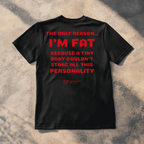 A black short-sleeve t-shirt laid flat on a textured concrete surface with dappled shadows. The back of the shirt features the phrase 'When you Excel They will spreadsheet about you' printed in a bold red font.